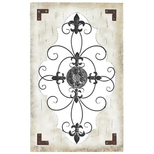 Cream & Brown French Wood & Metal Wall Décor